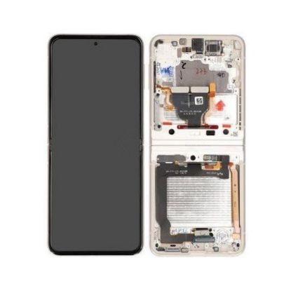 Bild von Samsung Galaxy Z Flip 4 (SM-F721B) Inner Display Complete + Frame (GH82-29441F / GH82-30239F) - White / Silver