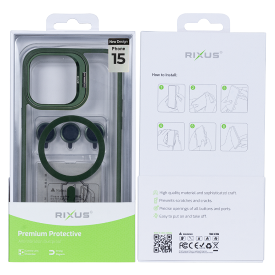 Bild von Rixus Classic 03 Case With MagSafe For iPhone 15 - Dark Green