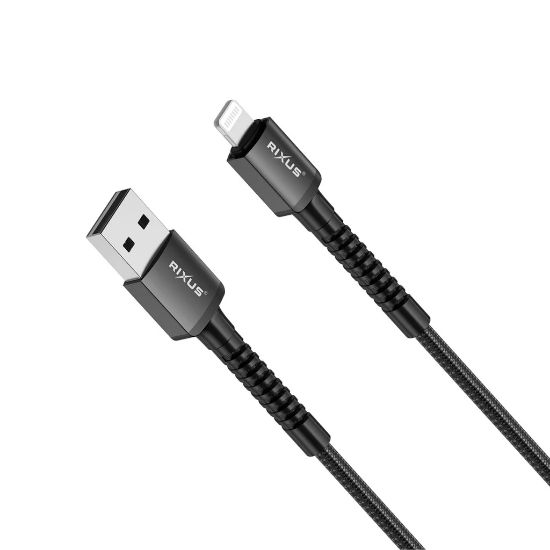 Bild von Rixus RXU71A Nylon Braided USB To Lightning Cable 120CM Black