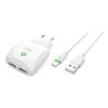 Bild von Rixus RX55C Fast Dual Charger 2.1A And Type C USB Cable 100CM White