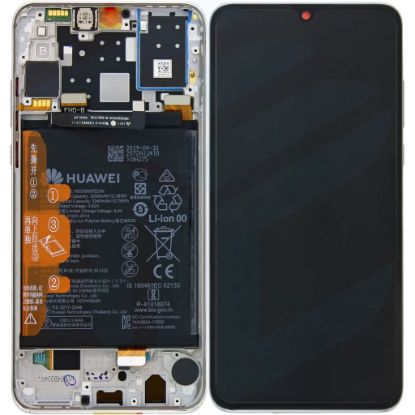 Bild von Huawei P30 Lite OEM Service Part Screen Incl. Battery (02352RQC) - Pearl White