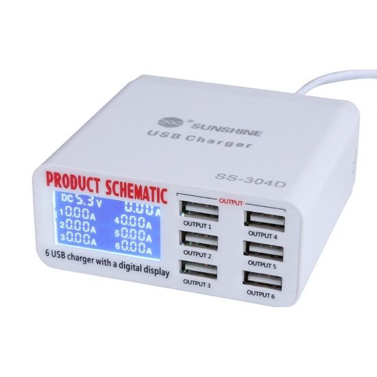 Bild von Sunshine 6 Port USB Fast Charger With Display