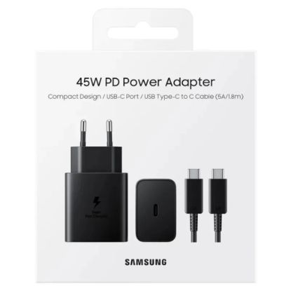 Bild von Samsung 45W PD Super Fast Charger + 1.8m C To C Cable (EP-T4511XBEGEU) - Black