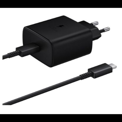 Bild von Samsung Super fast travel charger 45W + Type C To Cable (GP-PTU020SOFBQ + GP-TOU021RFCBW) Bulk - black