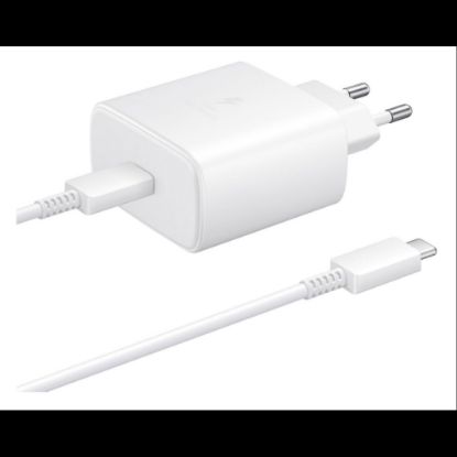 Bild von Samsung Super fast travel charger 45W + Type C To C Cable (GP-PTU020SOFWQ + GP-TOU021RFCWW) Bulk - White