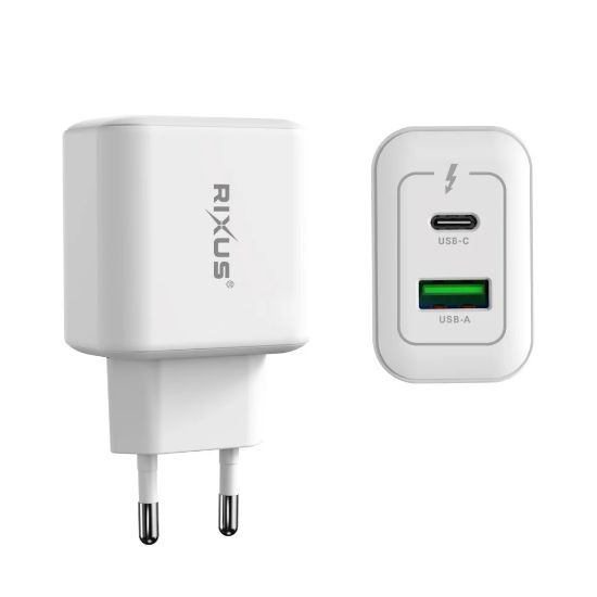 Bild von Rixus RXHC20 20W USB-C, USB-A Power Adapter White