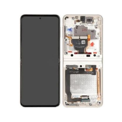 Bild von Samsung Galaxy Z Flip 4 (SM-F721B) Inner Display Complete + Frame (GH82-29441F / GH82-30239F) - White / Silver