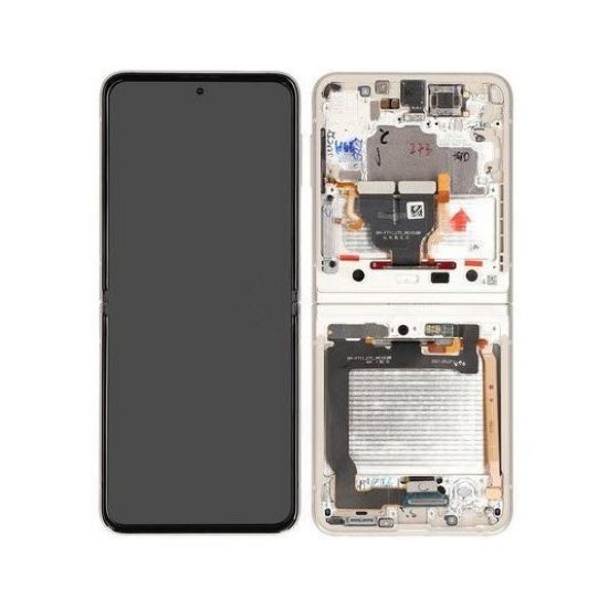 Bild von Samsung Galaxy Z Flip 4 (SM-F721B) Inner Display Complete + Frame (GH82-29441F / GH82-30239F) - White / Silver