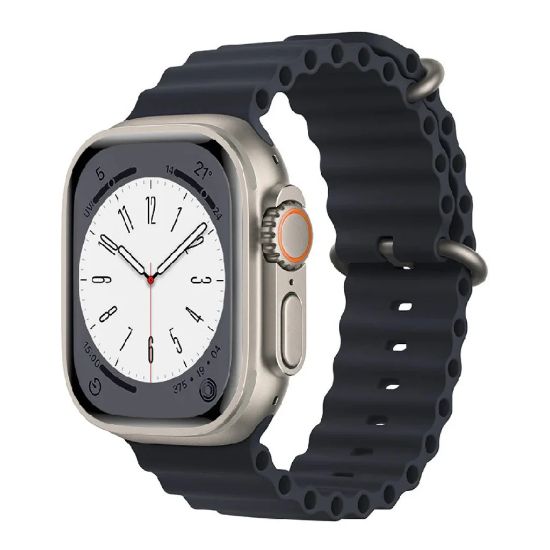 Bild von Ocean Breathable Soft Silicone Strap For Apple Watch Series 42/44/45/49mm (Size M/L) - Black