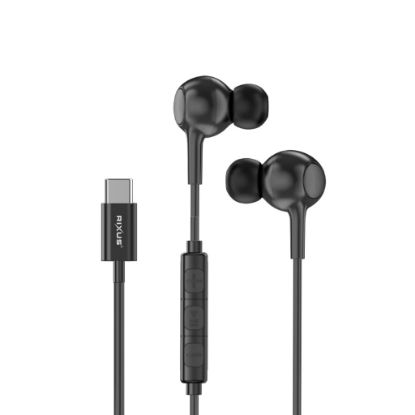 Bild von Rixus USB C Wired Earbud Type Headphone With Microphone RXHD56C - Black