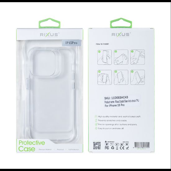 Bild von Rixus Crystal Clear Anti-shock TPU For iPhone 15 Pro - Transparent