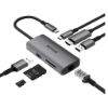 Bild von Rixus RXHU08 USB Type-C To Ethernet Adaptor With Docking Station Grey