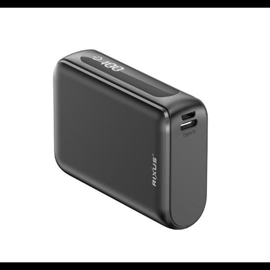 Bild von Rixus Compact Powerbank Digital Display 10.000mAh RXPB24 - Black