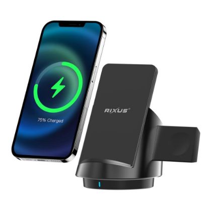 Bild von Rixus RXWC57 3 in 1 Wireless Fast Charger Stand Black