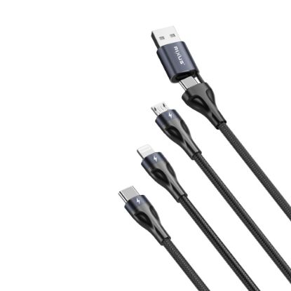 Bild von Rixus RXUC23 Two-For-Three Fast Charging Cable 120CM Black