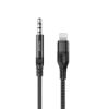 Bild von Rixus RXMU35L 3.5mm AUX To Lighting Braided Audio Cable 120CM Black