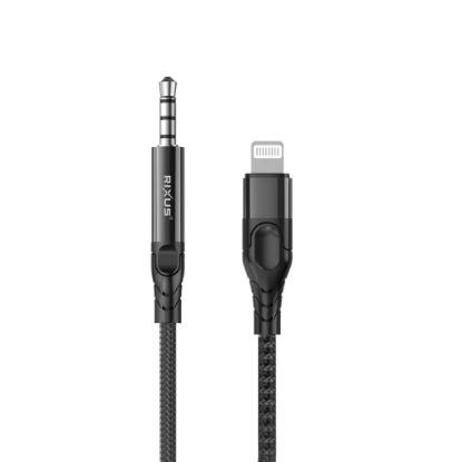 Bild von Rixus RXMU35L 3.5mm AUX To Lighting Braided Audio Cable 120CM Black