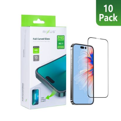 Bild von Rixus Tempered Glass Curved Edge For iPhone XR, 11 (10-Pack)
