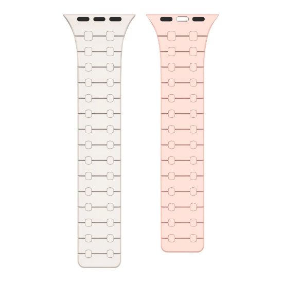 Bild von Rixus For Apple Watch 42mm, 44mm, 45mm, 49mm Silicone Band With Magnetic White + Pink