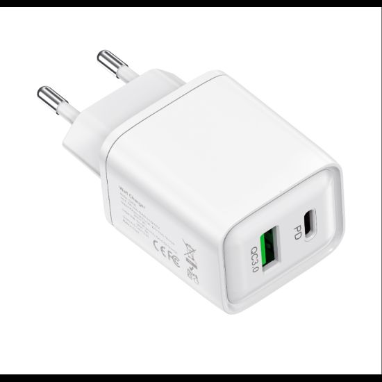 Bild von Travel Adapter CH033 Dual Port USB-A And USB-C 33W White