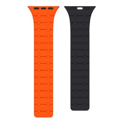 Bild von Rixus For Apple Watch 42mm, 44mm, 45mm, 49mm Silicone Band With Magnetic Orange + Midnight