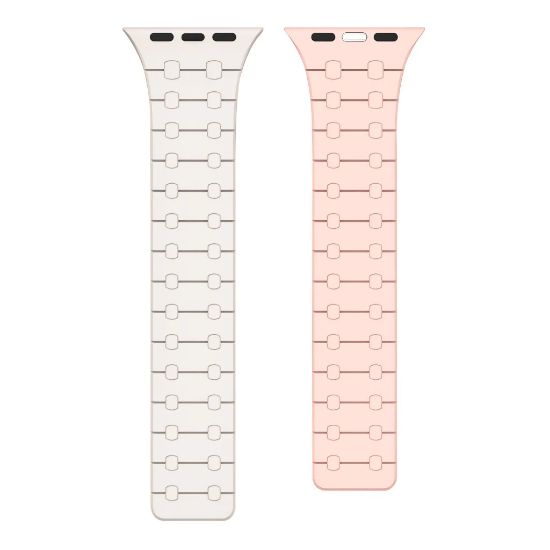 Bild von Rixus Silicone Band With Magnetic For Apple Watch 38mm, 40mm, 41mm White + Pink
