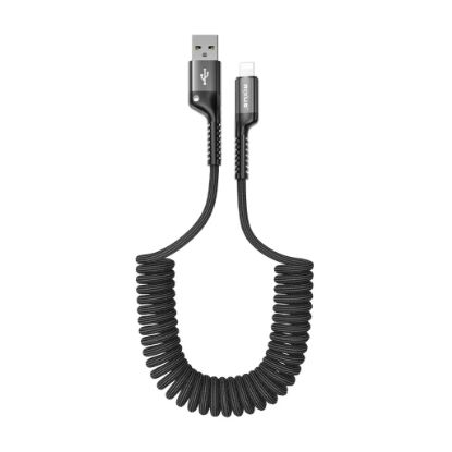 Bild von Rixus RXUC17AL Retractable Spring Cable USB-A To Lightning 100CM Black