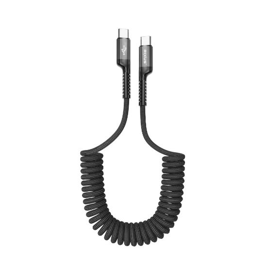 Bild von Rixus RXUC17C Retractable Spring Cable Type-C to Type-C 100CM Black