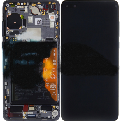 Bild von Huawei P40 (ANA-NX9) OEM Service Part Screen Incl. Battery (02353MFA) - Black