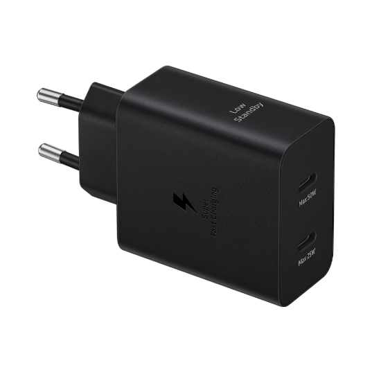 Bild von Samsung Charger 50W 2 ports (USB-C) With Cable Type-C To Type-C Black Service Pack EP-T5020XBEGEU